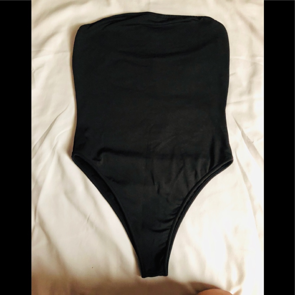 Black strapless body suit